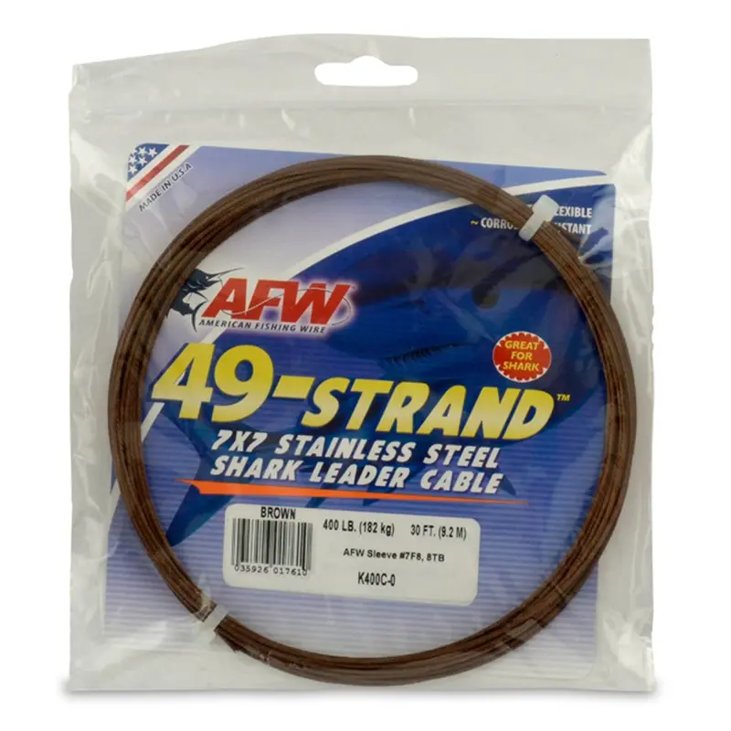 AFW 49-Strand Stainless Steel Cable Leader – 30 ft, Camo