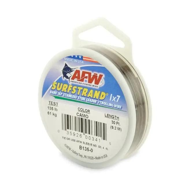 AFW Surfstrand 7-Strand Stainless Steel Leader Wire – 30 ft, Camo