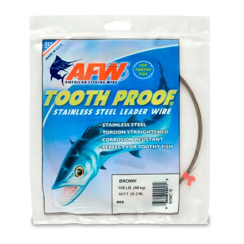 AFW Tooth-Proof Single-Strand Stainless Steel Leader Wire – 30 ft, Camo