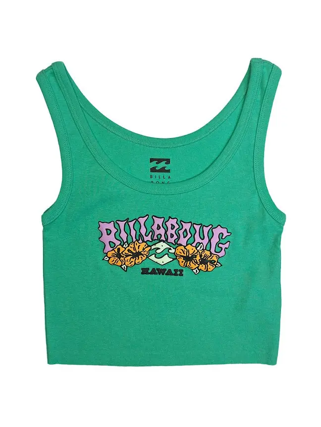 Billabong Hibiscus Minds Hi Women’s Tank Top – Emerald Green Fabric