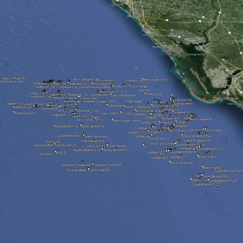 Cape Coral & Naples Offshore Fishing Chart – GPS Waypoints
