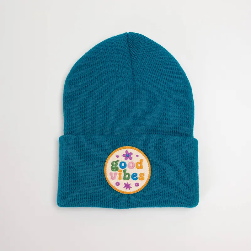 Glacier and Floral Good Vibes Beanie for Infants and Toddlers (0–4 Years)