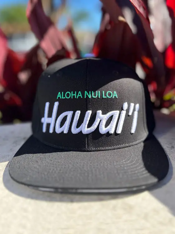 HIC Hawaii Script Snapback – Black Wool Blend
