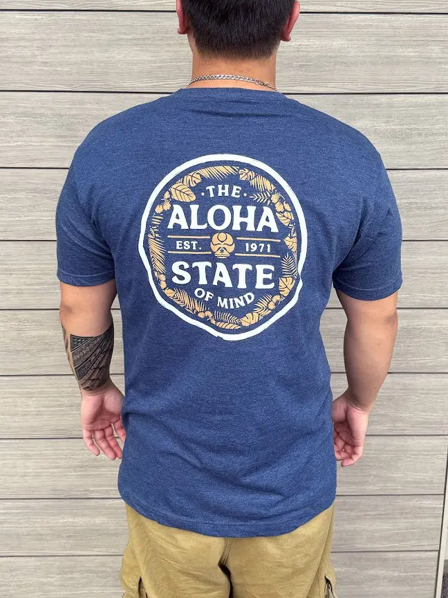 HIC Tropical Aloha State Circle Big Braddah Tee – Heather Navy