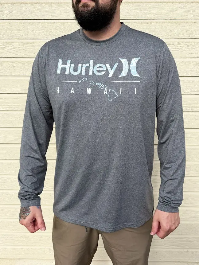 Hurley Hawaii Outline Hybrid Long-Sleeve Surf Shirt – UPF Protection, Color 027