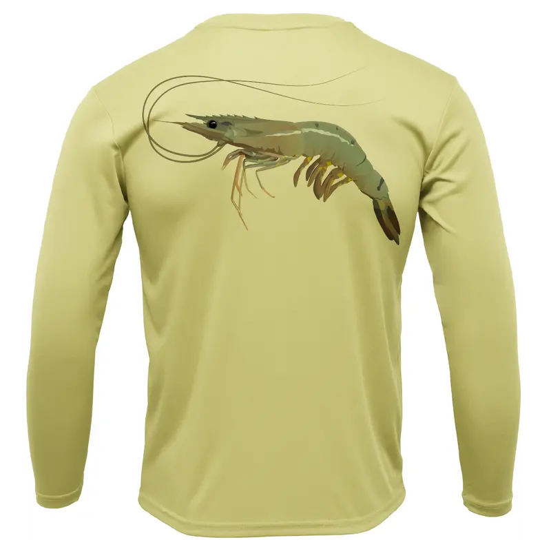 Jumbo Gulf Shrimp Graphic Men’s UPF 50+ Long Sleeve Dry-Fit Shirt
