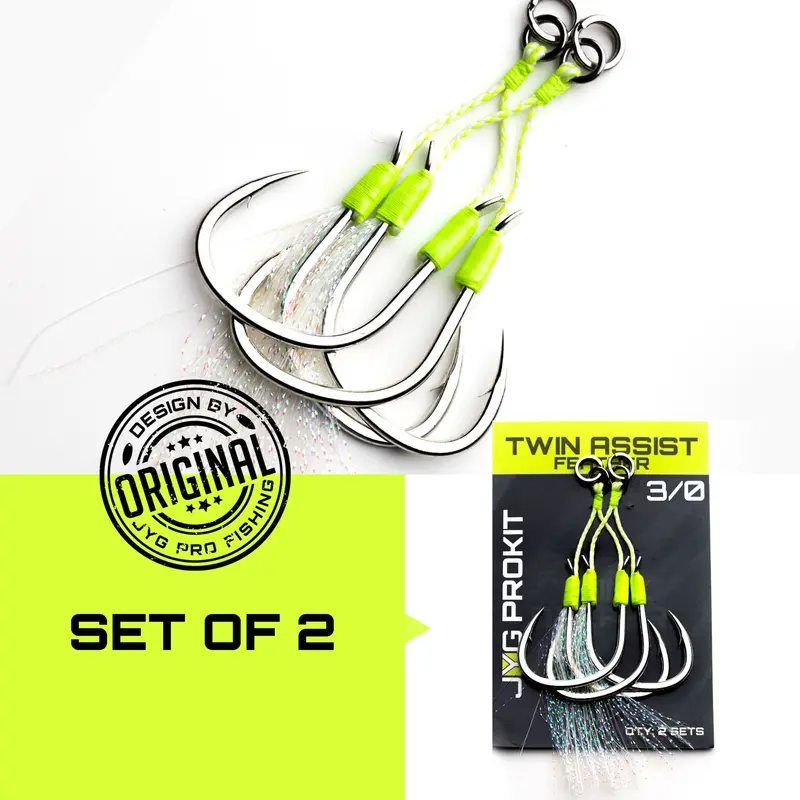 Jyg Pro Twin-Feather Assist Hooks – 2-Pack