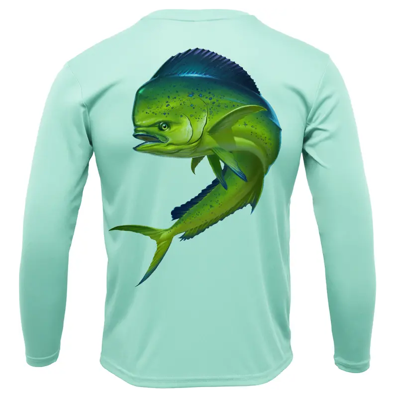 Key West Mahi Action Print Men’s UPF 50+ Long Sleeve Dry-Fit Shirt