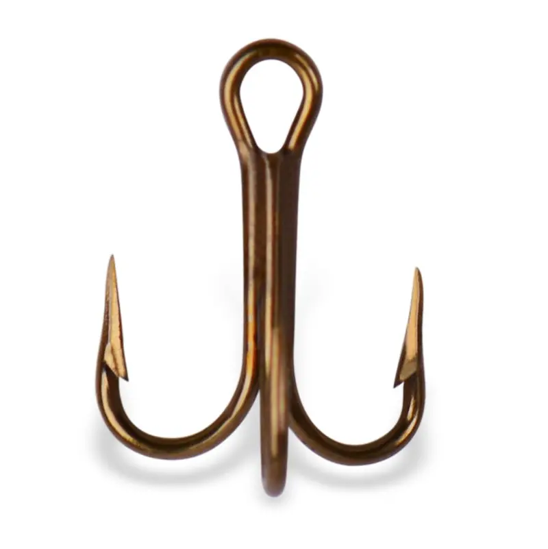 Mustad 3551BR Treble Hooks – Round Bend, Bronze, 5-Pack