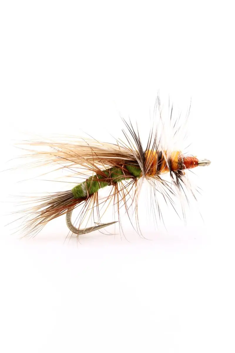 Olive-and-Orange Stimulator Dry Fly