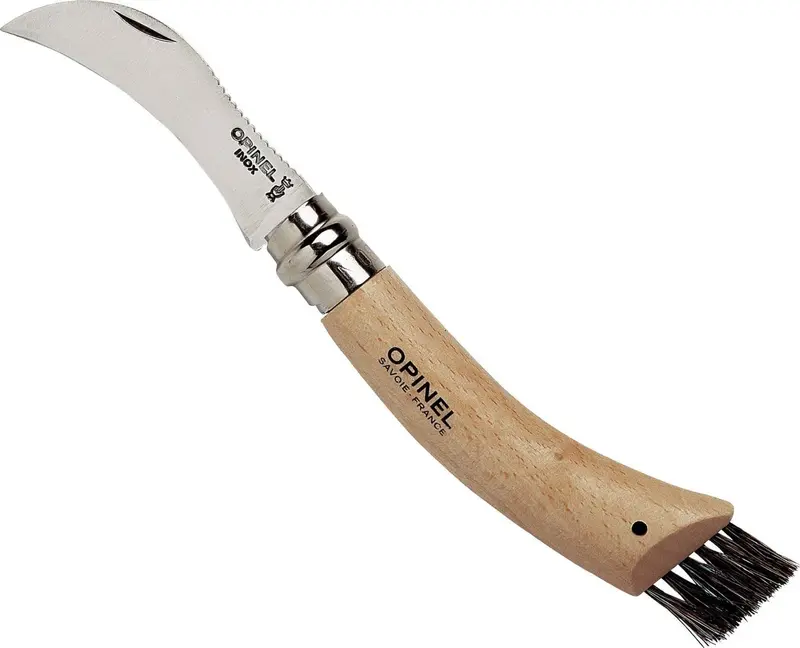 Opinel No. 08 Mushroom Hunting Knife with Brush – Ergonomic Foraging Tool Set