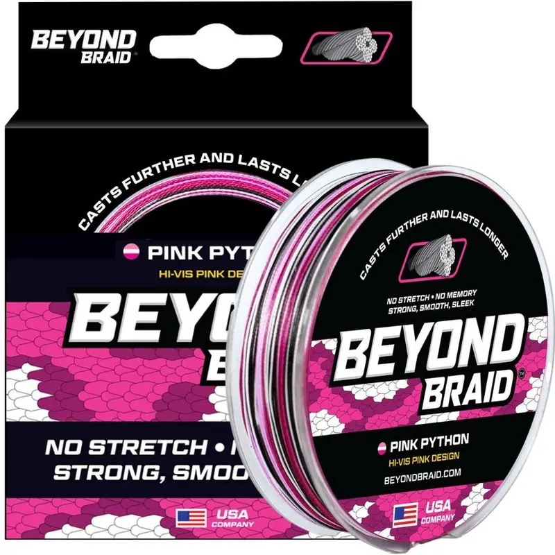 Pink Python Hi-Visibility Braided Fishing Line – Enhanced Line Detection