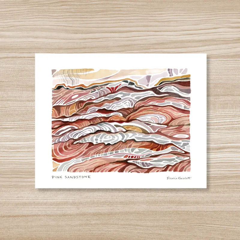Pink Sandstone Landscape – Watercolor Print by Rosalie Haizlett