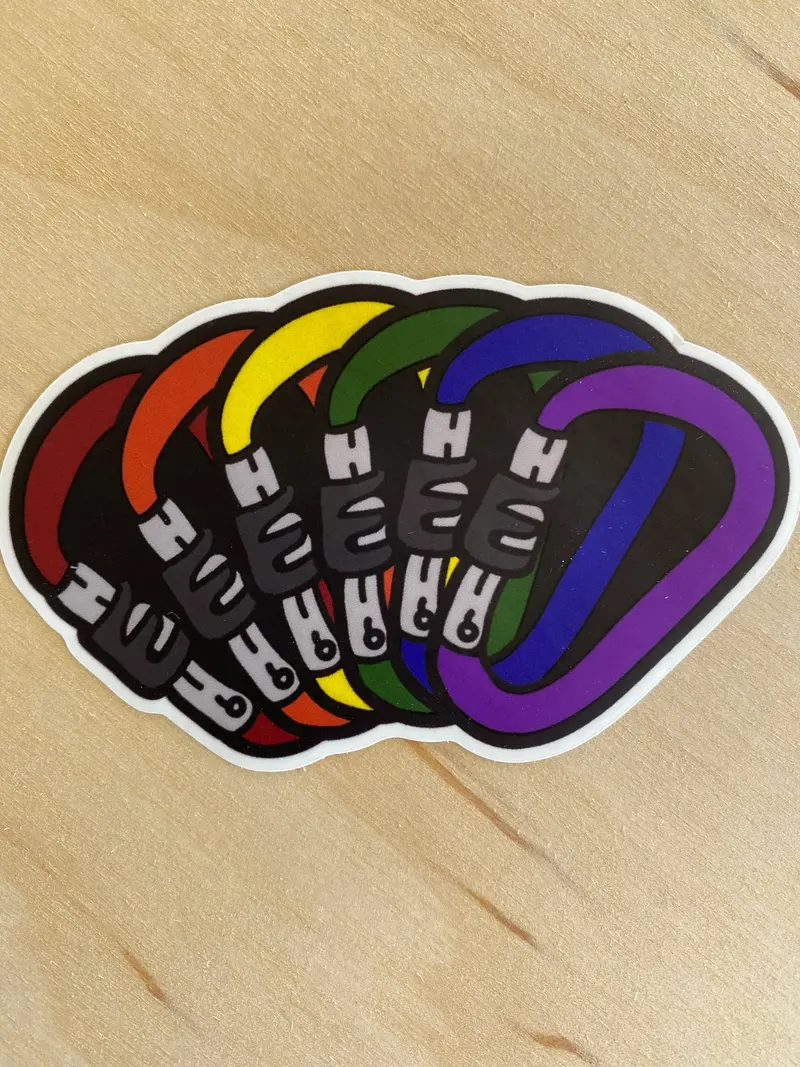 Pride-Themed Rock Climbing Carabiner Sticker by Cactus to Pine