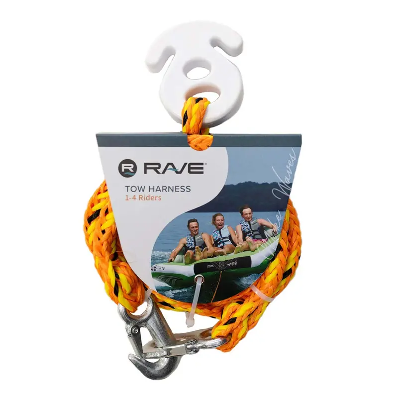 Rave Sports Heavy-Duty Tow Harness for 1–4 Riders – 12-Foot Length