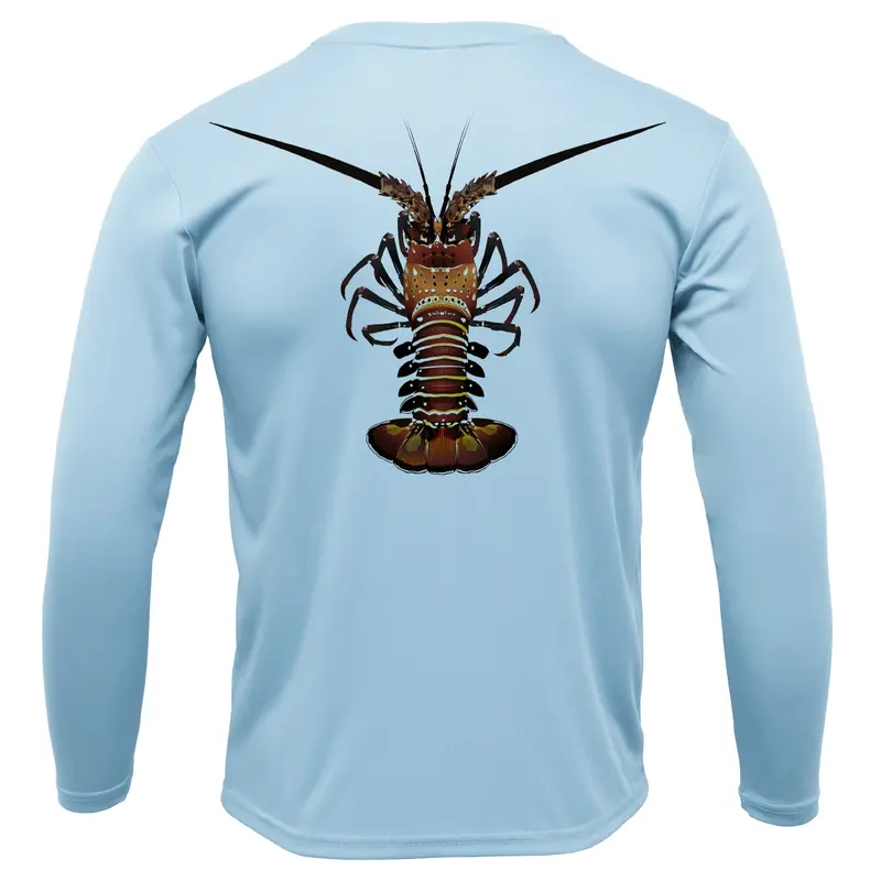 Realistic Lobster Graphic Men’s Long Sleeve UPF 50+ Sun-Protective Shirt