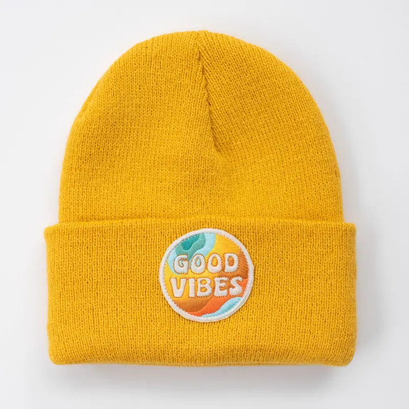 Sun-Patterned Good Vibes Beanie for Infants and Toddlers (0–4 Years)