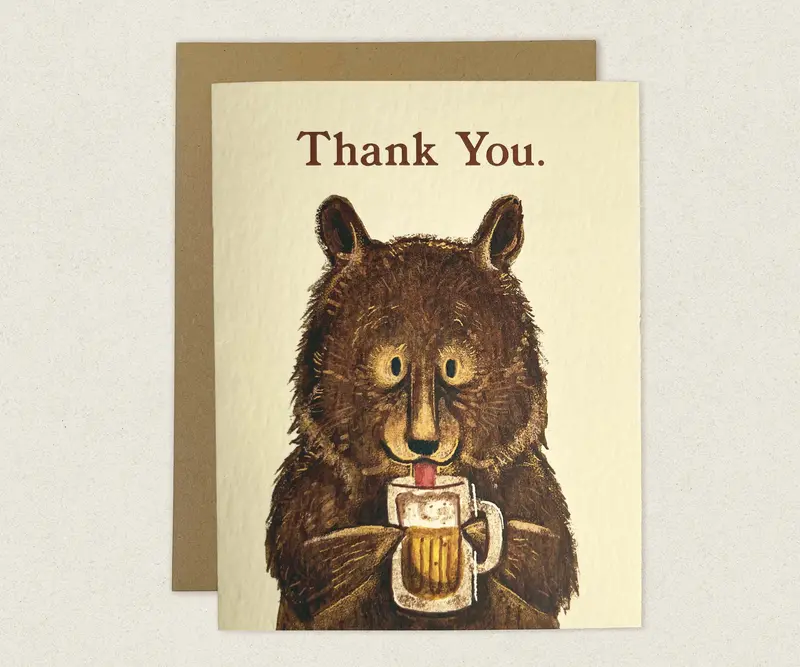 The Wild Wander Beer Bear Thank-You Card – Playful, Craft-Beer-Themed Appreciation Card