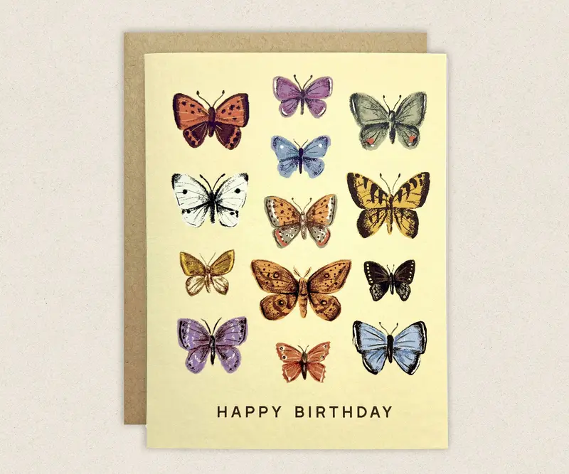 The Wild Wander Happy Birthday Butterflies Card – Whimsical, Nature-Inspired Birthday Design