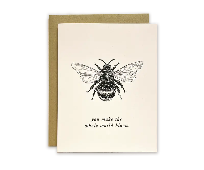 The Wild Wander You Make the World Bloom Bee Card – Cheerful, Pollinator-Inspired Message