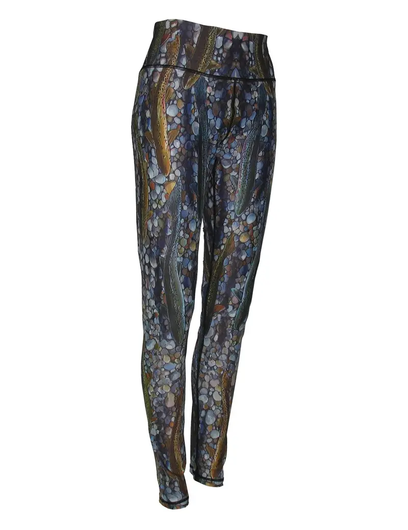 Trout Dreams Sport Leggings with Artistic Fish Motif