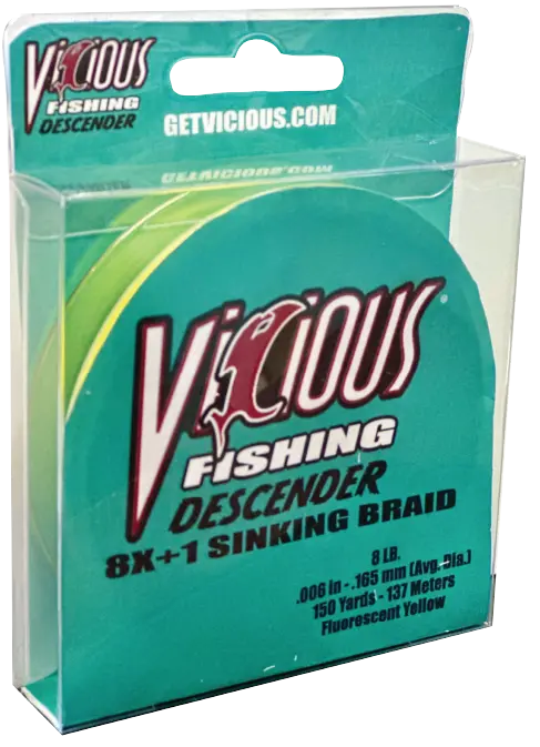Vicious Descender Sinking Yellow Braided Fishing Line – 15 lb Test